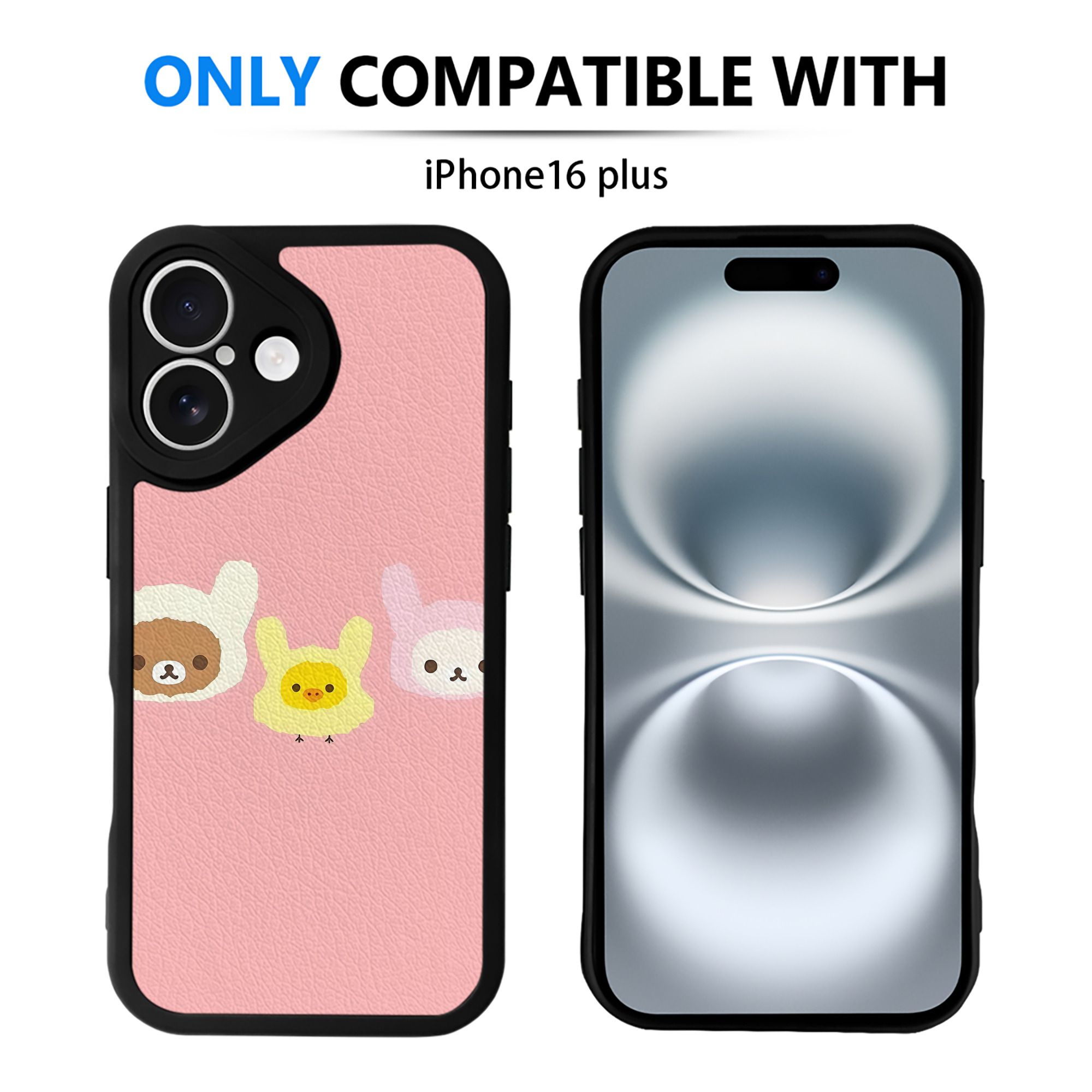 （画像用） リラックマ リラックマ キイロイトリ Rilakkuma Korilakkuma Kiiroitori 【iPhone 16シリーズ対応】シリコンスマホケース（レザー調） 材質：シリコン